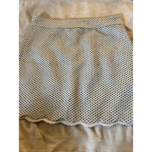 LOFT Cream Black Polka Dot A-Line Skirt Women's Size 6 Scalloped Hem